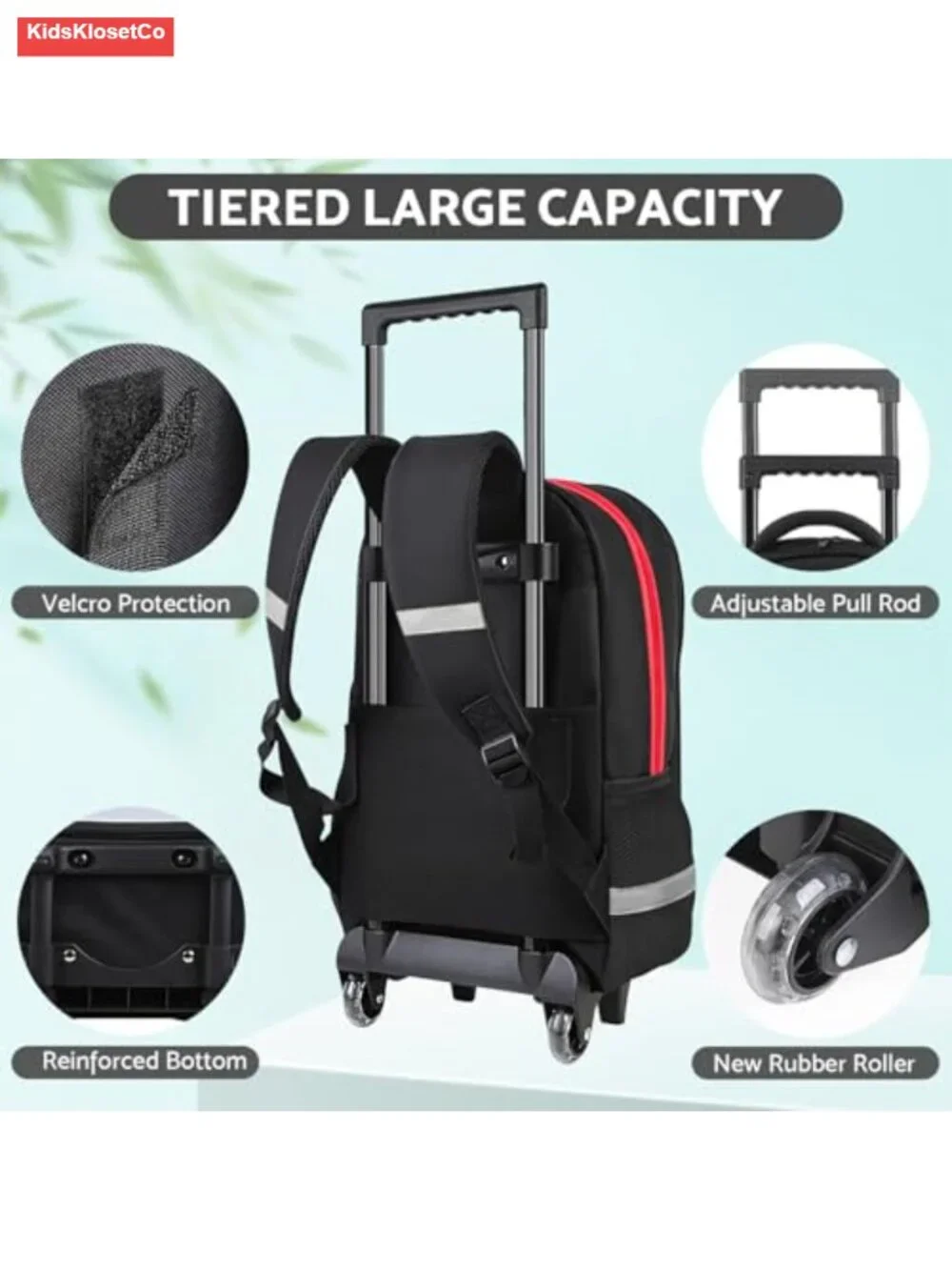 Kids Rolling Backpack with Wheels for Boys, Game Print Wheeled School Bag,